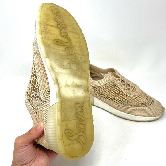 SAM Edelman Delma Ribbed Lace Up Sneakers in Natural Size 8/ 38 - Picture 13 of 13
